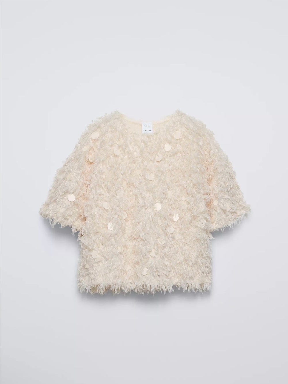 ZARA Kids Fringe Sequin Short Sleeve Top